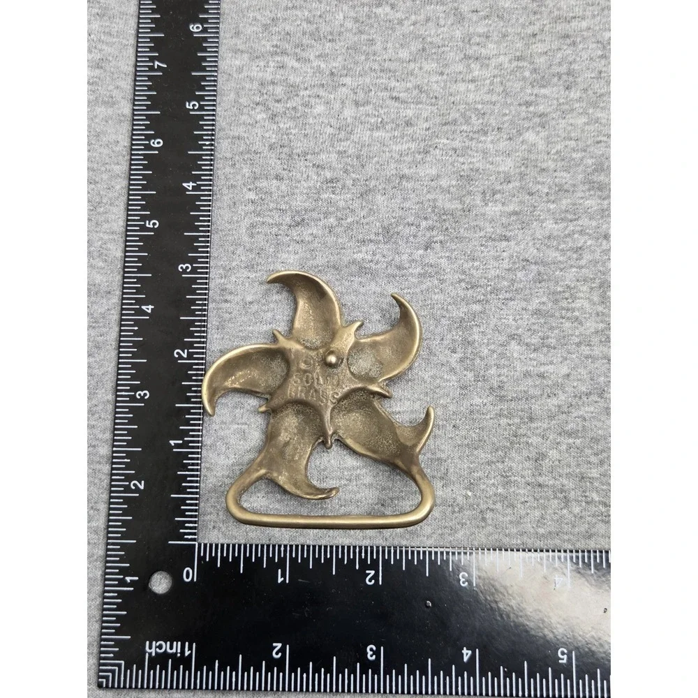 Handmade Brass Five Point Starfish Pinwheel Abstract Belt Buckle Duncan Laurie